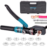 AMZCNC hydraulic crimping tool in carrying case, easy transport for job sites.