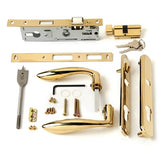 Andersen storm door brass finish handle (inside): smooth operation and easy glass cleaning.