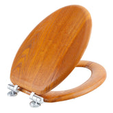 Angel Shield wood toilet seat elongated for universal fit and comfort.