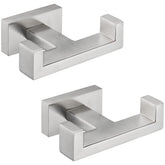 Angle Simple bathroom double hook in brushed nickel keeps towels within reach