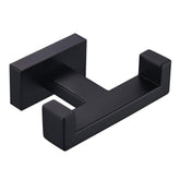 Angle Simple double towel hook matte black front view for organized bathrooms