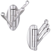 Angle Simple Foldable Swivel Towel Hook front view in brushed nickel for bathroom organization.