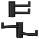 Angle Simple swivel towel hook in matte black, 2-pack, ideal for towels and small items.