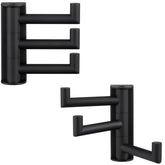 Angle Simple swiveling three-arm towel hooks in matte black for organized bathroom storage.