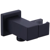 Angle Simple brass wall union with matte black finish for a clean bathroom setup.