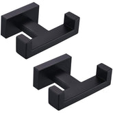 Angle Simple wall-mounted towel hooks in matte black for tidy towels.