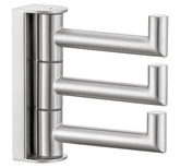 Angle Simple 3-arm swivel towel hook front view for organized bathroom storage