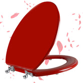 Angol Shiold red elongated seat with zinc hinges for secure seating and easy cleaning