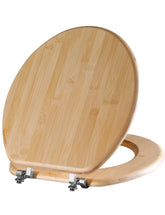 Angol Shiold round bamboo toilet seat with zinc alloy hinges for durable, smooth operation.