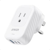 Anker travel adapter front view with compact design for easy packing on trips