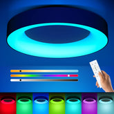 Annaror rgb-led flush-mount ceiling light with remote for easy control