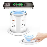 ANNQUAN motorized pop-up outlet with hidden panel for clutter-free countertops.