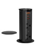 ANNQUAN pop-up outlet top view with dual outlets and USB PD for fast charging.