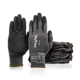Ansell HyFlex 11-840 gloves with foam nitrile grip for secure handling in automotive work