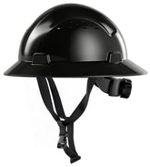 AnTools Black Full Brim Hard Hat, front view, reliable site protection.