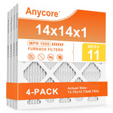Anycore 14x14x1 pleated-frame filter for easy, tool-free replacement in homes.