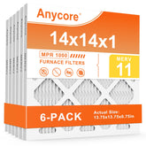 Anycore 14x14x1 air filter side view shows slim profile and broad compatibility.