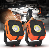 Anylight work light with magnetic base for hands-free illumination on metal surfaces
