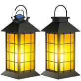 anyperfect 2pack 13inch solar lanterns front view brightening the dusk patio