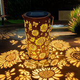 ANYTALK sunflower solar lantern pattern casts warm wall shadows