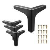 AODIOU metal furniture legs 6-inch black closeup shows sturdy matte finish