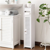 AOJEZOR toilet paper holder stand, front view, ideal for small bathrooms.