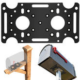 Aolamegs mailbox post mount bracket front view with universal hole pattern.