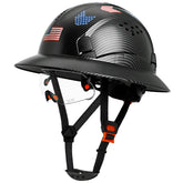 Aolamegs Safe matte black carbon fiber hard hat with visor for durable outdoor use.