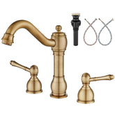 Aolemi antique brass 8-inch widespread faucet highlights vintage style and durable solid brass construction.