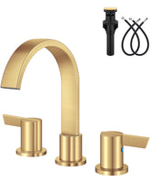 Aolemi brushed gold faucet front view for a stylish bathroom upgrade