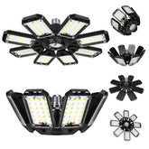Aoretic 8-panel LED garage light provides wide, glare-free coverage.
