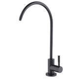 Apaix matte black drinking water faucet with installation view for RO systems.