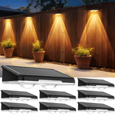 APILAB solar fence lights 8-pack illuminate outdoor borders with selectable warmth.