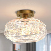 APOTO 11-inch semi-flush globe provides warm hallway lighting.