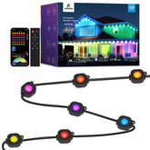 APPECK 100ft permanent outdoor lights with vivid color options for outdoor scenes.
