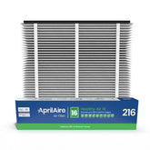 Aprilaire 216 replacement filter packaging shows authentic USA-made quality for cleaner indoor air.
