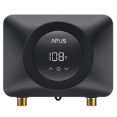 APUS tankless water heater with LED display for precise on-demand temperature control.