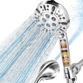 AQANakki filtered shower head with handheld for flexible rinsing and purified water.