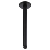 Aqua Access 12-inch ceiling arm in matte black for a sleek modern bathroom shower.