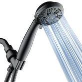 AquaDance high-pressure shower head in matte black delivering strong, customizable spray.