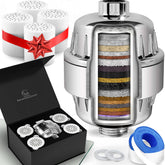AquaHomeGroup 20-stage shower filter system purifies water for softer skin and shinier hair