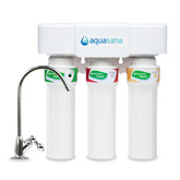 Aquasana under-sink chrome faucet with Claryum filtration improves water taste.