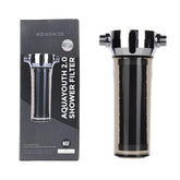 AQUAYOUTH 2.0 carbon shower head front view with sleek, compact design and easy installation