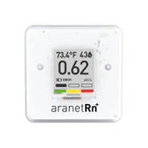 Aranet SAF Radon Detector front display shows color-coded radon levels at a glance