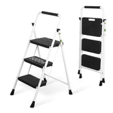 Arbusb 3 Step Ladder open with wide anti-slip pedals for stable footing