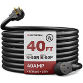 ARCCAPTAIN 40Amp 40ft welding cord coiled for convenient setup and safe distance.