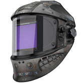 ARCCAPTAIN welding helmet with a large viewing screen for precise TIG and MIG visibility.