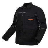 ARCCAPTAIN welding jacket safety-sparks demonstrates spark protection in action.