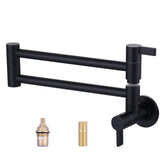 ARCORA matte black pot filler wall mount for convenient stovetop filling.