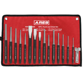 ARES punch and chisel set with roll pouch for portable organization
